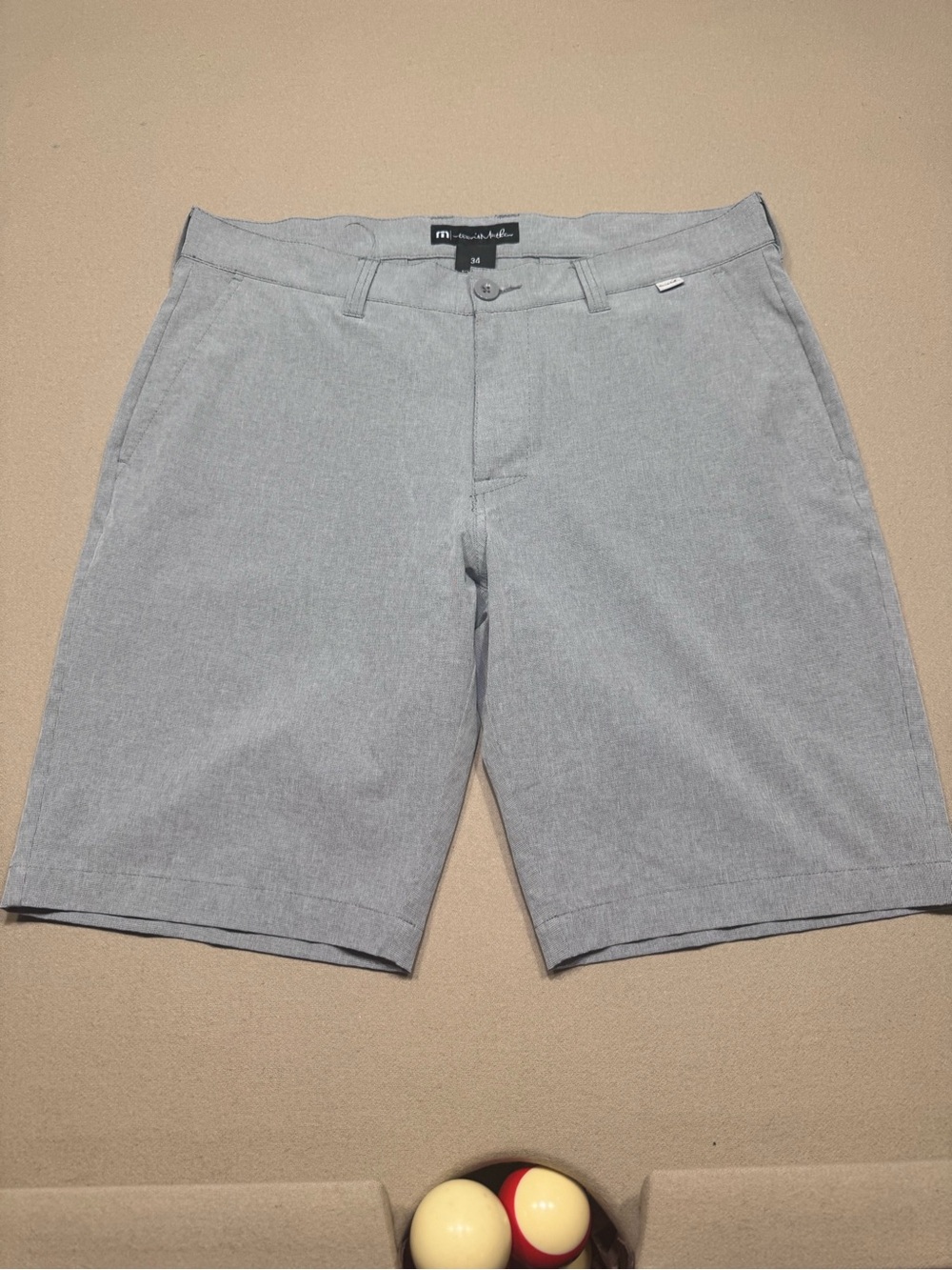 TravisMathew 11” gray performance golf shorts